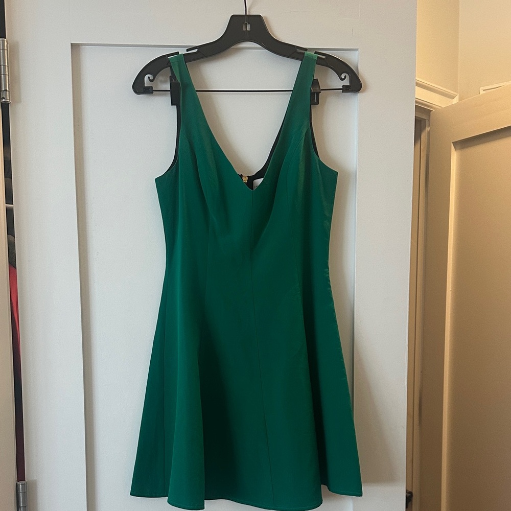 Amanda Uprichard Emerald Green V-Neck Mini Dress